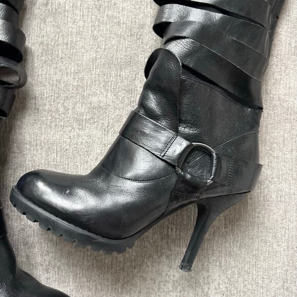 Gorgeous Rare Miss Sixty Leather Heel Black Boots - Picture 2 of 7